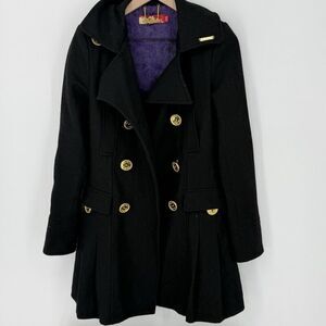 Apple Bottoms Black Wool Blend Pea Coat Y2K Size Medium